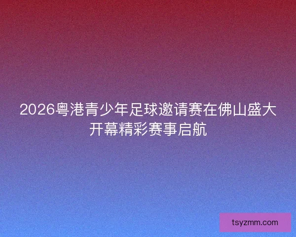 2026粤港青少年足球邀请赛在佛山盛大开幕精彩赛事启航
